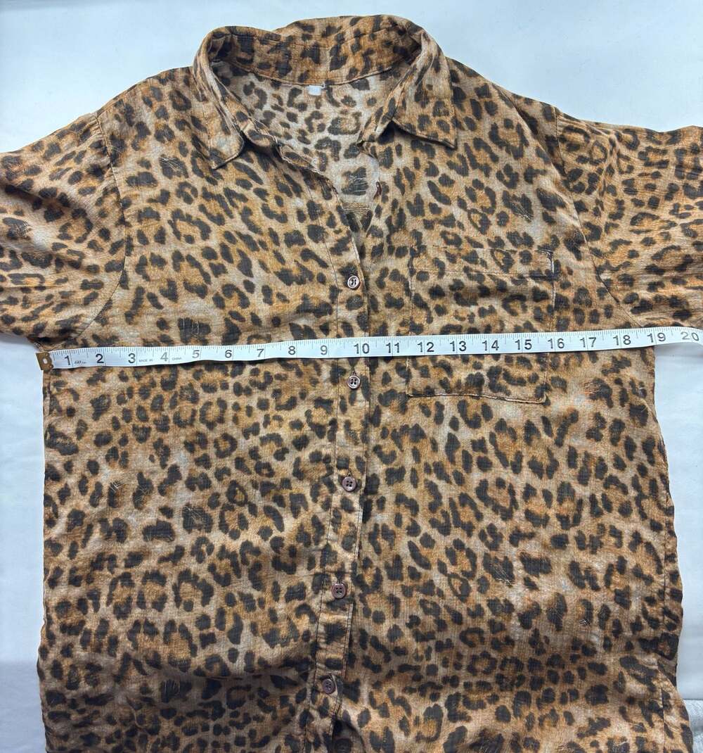 Seven Forty Two Leopard Print Long Sleeve Button-Down Tunic Top - Picture 7 of 7